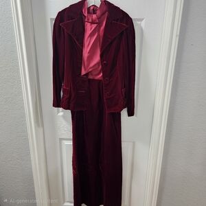 Vintage 1970s Gay Gibson Velvet Dress & Jacket Set | Burgundy Wine Velvet Formal